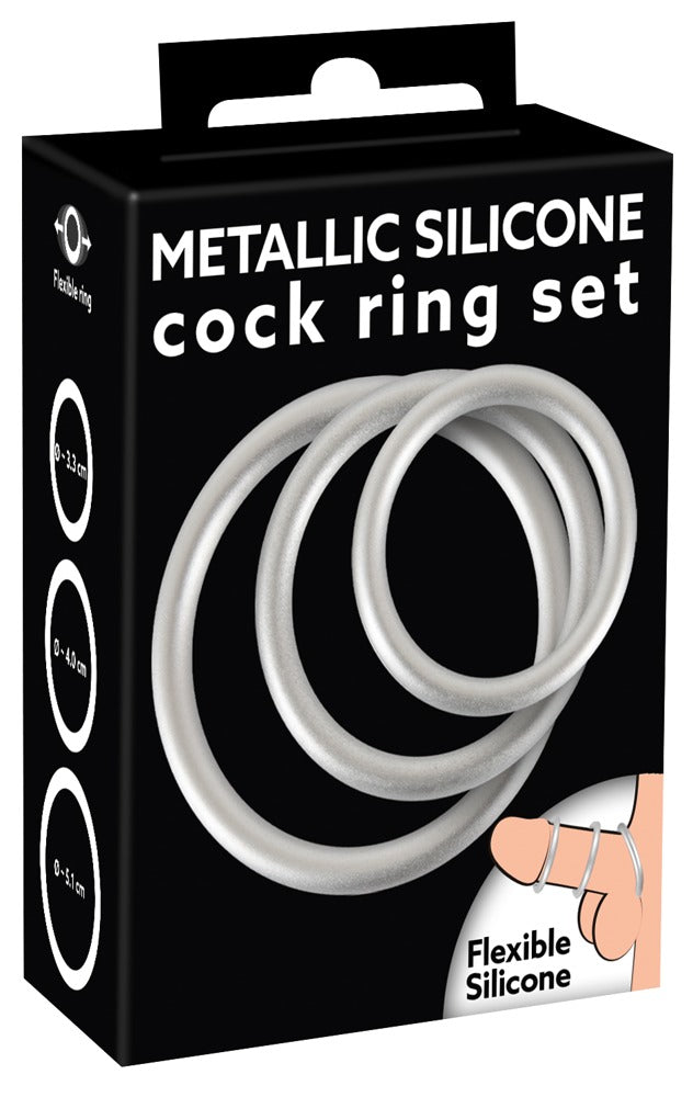 You2toys Metallic Siliccone Penis Ring Sæt