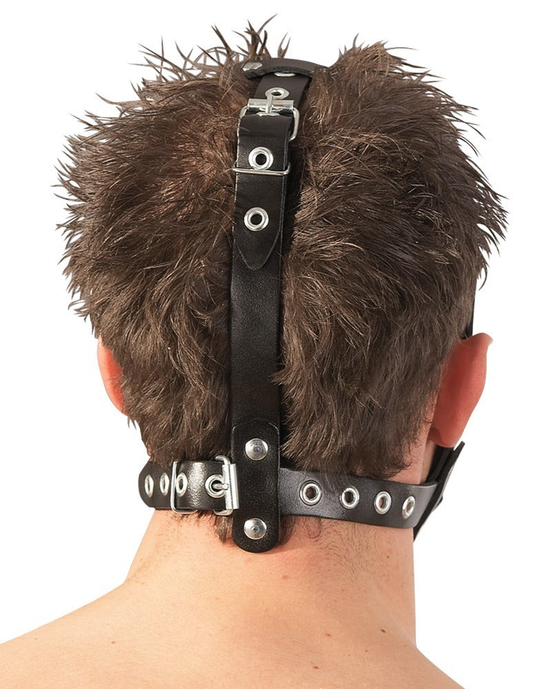 Zado Læder Head Harness med Dildo
